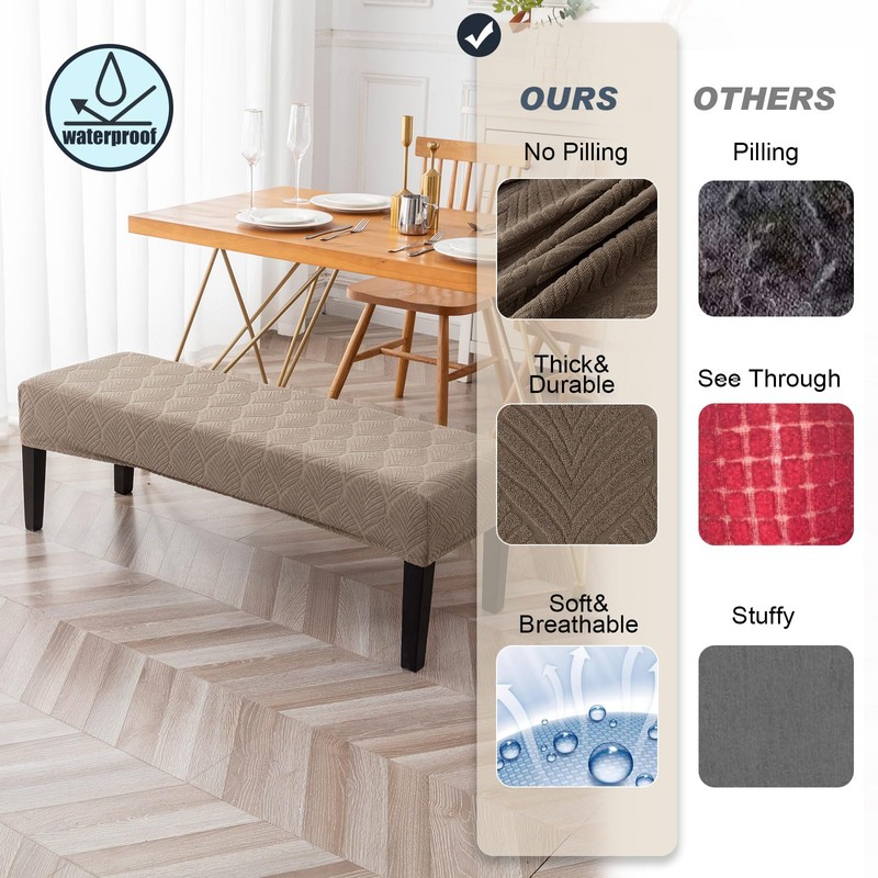 Genina Waterproof Dining Room Bench Covers, Stretch Jacquard Bench Seat
