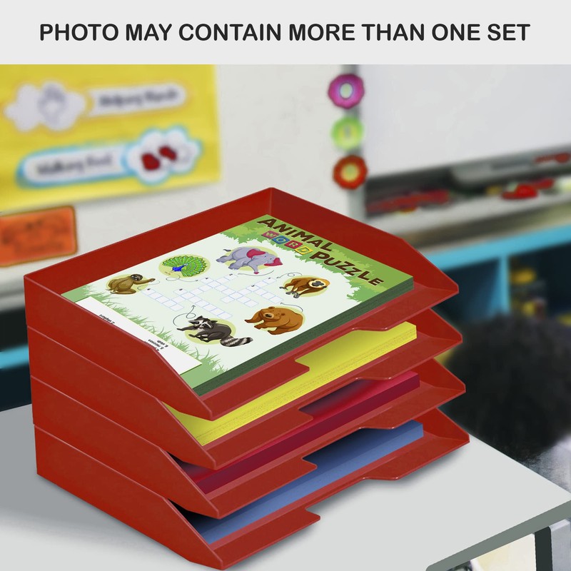 Acrimet Stackable Letter Tray 3 Tier Side Load Plastic Desktop