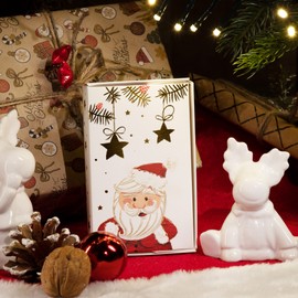 com-four® 6-Piece Gift Box Set in 3 Sizes - Gift Boxes with Christmas Motifs - Folding Box Made of Sturdy Cardboard Cardboard - Foldable Cardboard Box (6 Pieces - Stars/Santa)