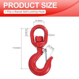 PATIKIL Swivel Lifting Hook, 1 Ton Swivel Hook Eye Sling Hook Alloy Steel Self-Locking Grab Hook with Safety Latch for Hoisting Lifting, 2205 lbs Load