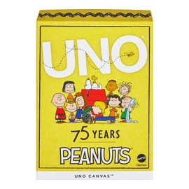 Mattel Game Uno Peanuts UNO Canvas Peanuts Party Supplies 112 Card Game for 2-10 Players Ages 7 and Up Yellow JFP04