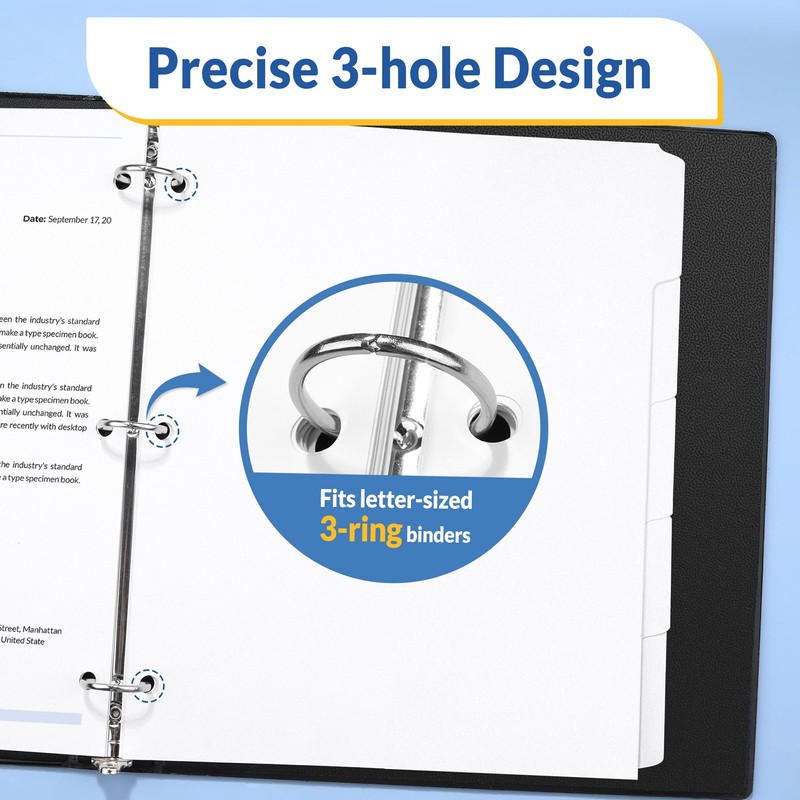 SUNEE Binder Dividers with Tabs for 3 Ring Binder, 8.5