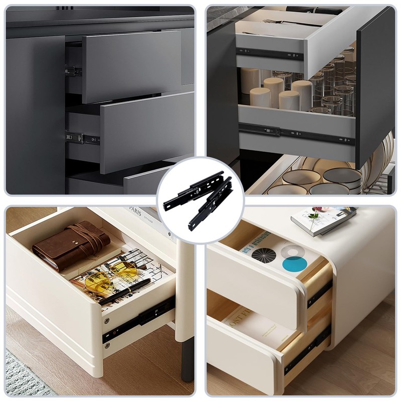 Prmape 2 x drawer runners, 100 mm, drawer pull-out rails,