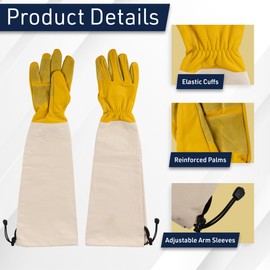 Kings County Tools Long Garden Gloves for Women and Men - Breathable Canvas and Thorn Proof Leather Gardening Gloves with Arm Guard Gauntlet for Pruning Planting Rose Cactus or Blackberry (Small)