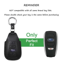 Jayanes Genuine Leather Key Fob Cover Compatible with Subaru Ascent BRZ Crosstrek Forester Impreza Legacy Outback WRX STI, Fob Case with Keychain & Lanyard for Subaru Key Fob (4 Buttons, Black)