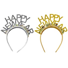 FFDHWU 2 Pcs Happy New Year Headbands, Headband Decoration For Women, Lettering Fashion Headbands, New Year Accessories, New Year Party Headbands, Hairstyle Decoration
