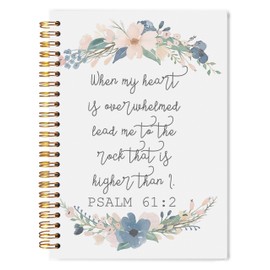 Knibeo Christian Art Gifts Journal Notebook - Christian Notebook for Women, Bible Journaling Notebook, Floral Journal, 5.5×8.3 Spiral Bound Notebook with 164 Pages, Psalm 61 2 Gifts pvc notebook