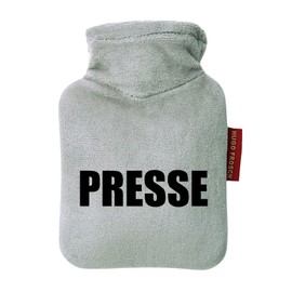 Huuraa Taschenwärmer Presse Schriftzug Geschenk 0,2 Liter Grey Mini Veloursbezug Presse Geschenkidee