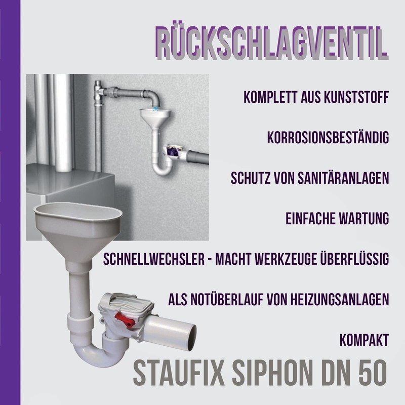 Kessel Staufix 73053 U-Odour Trap with Check Valve for Heating