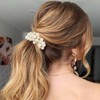 BARTOSI Pearl Hair Ties White Beaded Hair Scrunchies Elastic Ponytail