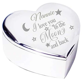 Chris Bag Of Goodies Nannie I Love You To The Moon and Back Stars Engraved Trinket Box Keepsake Idea