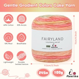 Aeelike 400 g Colour Gradient Yarn, Cotton Yarn for Crocheting, Ombré Hand Knitting Yarn, Redish Green