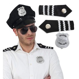 KarnevalsTeufel Set of 3 Epaulettes Police Badge Emblem Special Police Agent Action Force Badge Badge Clip On