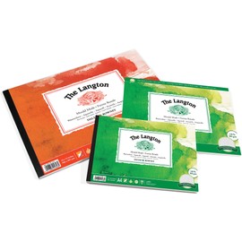 Daler-Rowney The Langton Watercolour Paper, Cold Pressed, 300 gsm, 140lb, Pad, Glued 4 Sides, 12 x 9in - 30.5 x 22.9 cm, Natural White, 12 Sheets