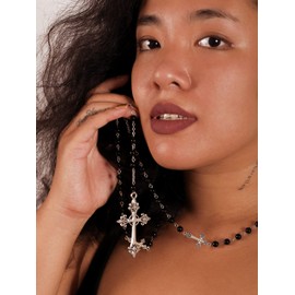 Sacina Gothic Cross Necklace, Zinc Alloy Cross Necklace, Goth Jewelry Gift for Women, Christmas New Year Gift