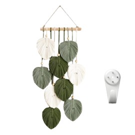 Bssowe Wall Decoration Craft Background, Wall Decoration Boho, Tapestry with Wooden Beads and Green, Macrame Wall Hanging Outdoor for Living Room, Bedroom, Wedding, Holiday Decoration