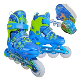 Kit Patinaje Niño Led Ajustables Con Mochila Protecciones