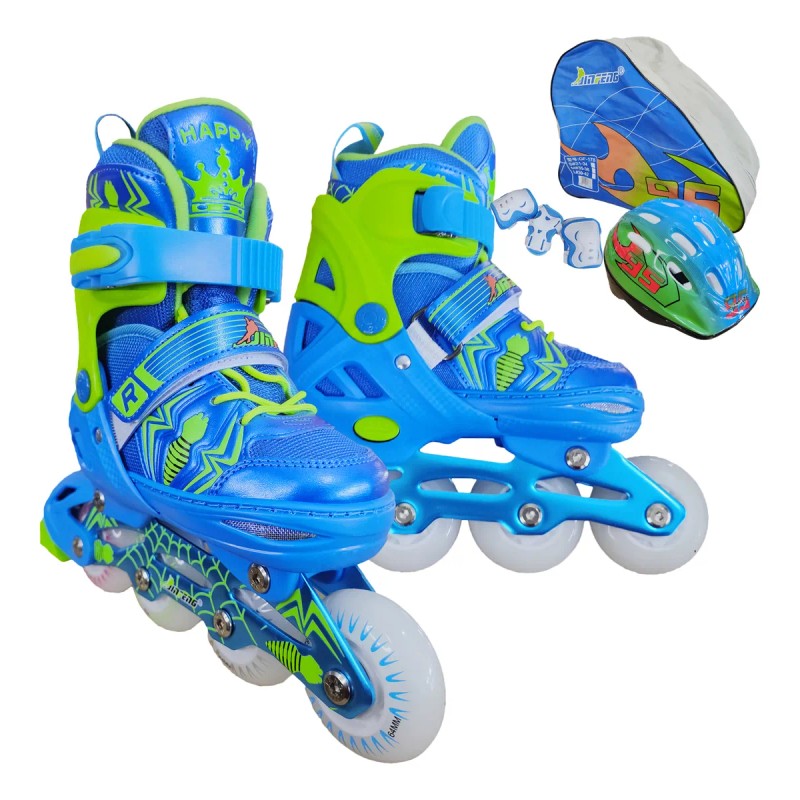 Kit Patinaje Niño Led Ajustables Con Mochila Protecciones