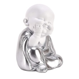 Widdop HESTIA Baby Buddha Silver and White Buddha Child Zen Gift Ornament Hands on Chin HE1675