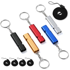 BEIHOO Whistle, Theft Prevention, Loud Sound, Easy to Blow, Key Chain/Neck Hanger, 2-Way, Anti-Lost, Emergency Whistle, For Disaster Prevention, Self Defense, Signal, Aluminum, Small, Lightweight, Compact, Kids, School, Commute, Climbing, Outdoor Emergen