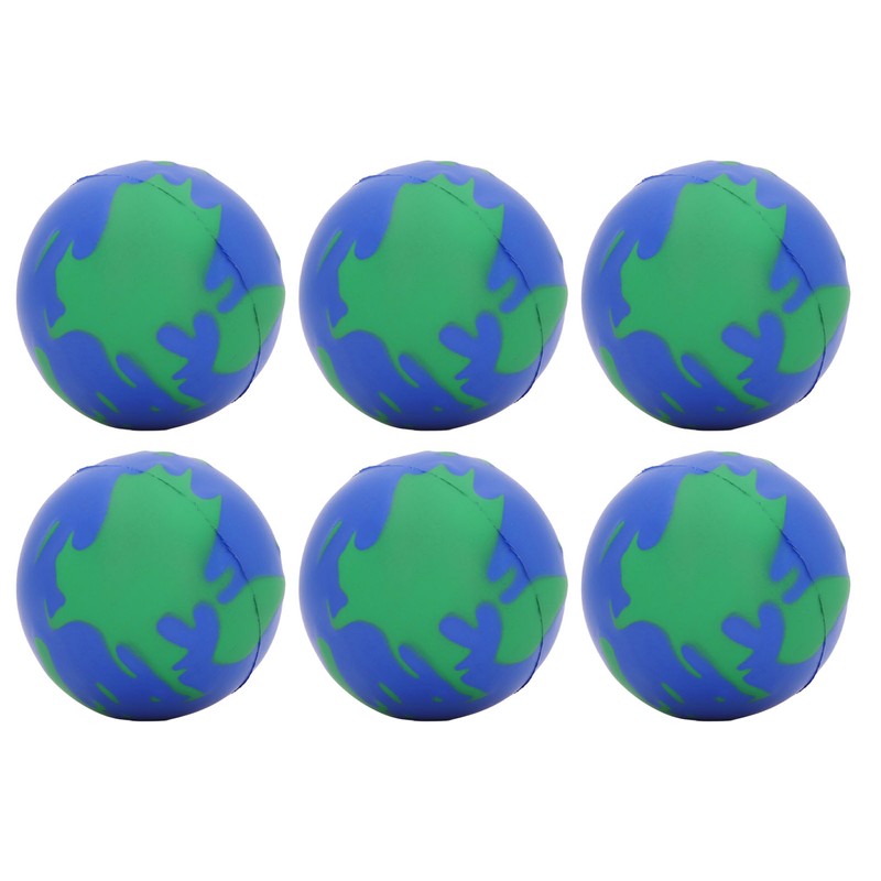 12PCS Globe Soft Ball 63mm Squeezable PU Portable Earth Stress