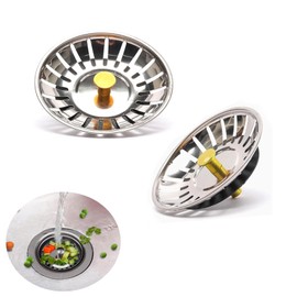 2Pack Sink Strainer Plug,Kitchen Sink Waste Plug Drain Stopper Basket Filter - 304 Strainer Stainless Steel in Kitchens and Bathrooms Plug |Strainer| Basket Sink Waste Plug (80mm)