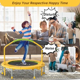 CLORIS 38in Folding Trampoline - Max Load 220lbs Rebounder Fitness Trampoline with Adjustable Foam Handle, with safty Padded Cover Best Gift(38'' Yellow)