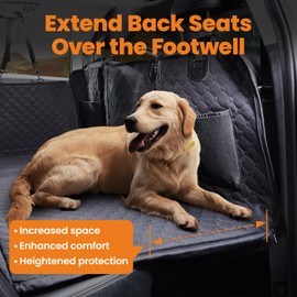 maXpeedingrods Dog Car Seat Cover with Hard Bottom for Back Seat, Back Seat Extender for Dogs, Waterproof Dog Hammock Supports 440LB for Car, SUV, Truck, 600D Oxford Material