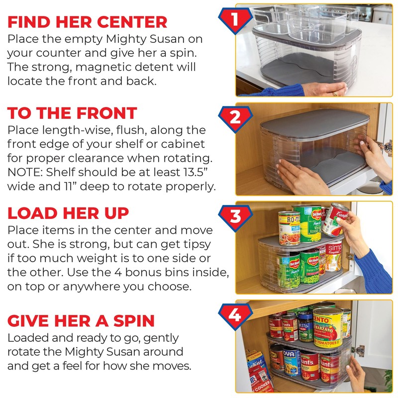 Mighty Susan Kitchen Organizer for Canned Goods: 2-Tiered Robust Turntable