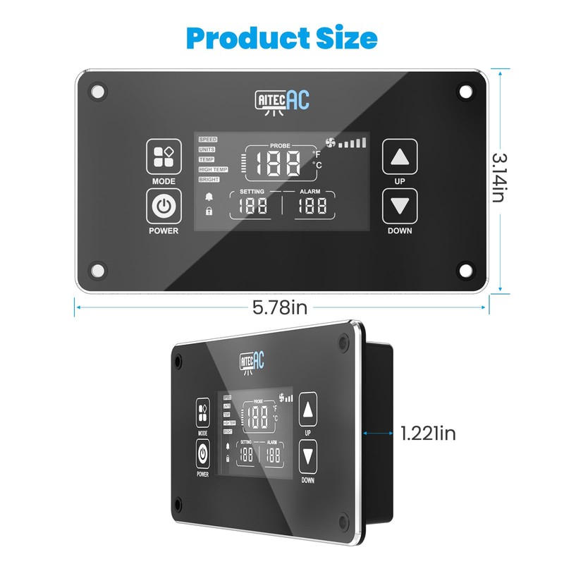 AITECAC 18'' Media Cabinet Exhaust Fan with Smart Controller, Quiet