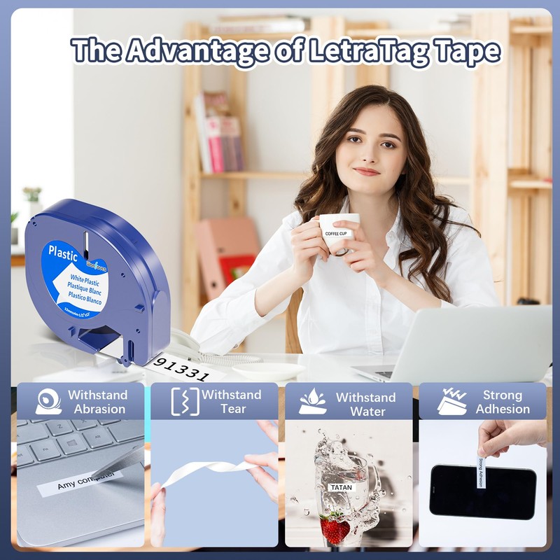 Compatible with Dymo LetraTag Refills Label Maker Tape 91331 White