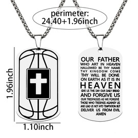 Basketball Cross Necklace for Men with Bible Verse Christian Gifts for Adults Teens Basketball Lovers Gift Ideas Catholic Confirmation Baptism Gifts for Basketball Players Fans Sports Accessories