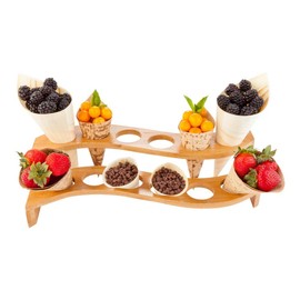 Restaurantware Curved Multi Level Food Cone and Sushi Hand Roll Display Stand: Perfect for Restaurants Catered Events and Buffets - Holds 12 Cones - Made from Organic Bamboo - 1ct Box