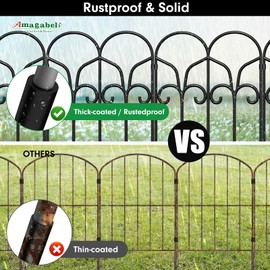 AMAGABELI GARDEN & HOME 10 Panels 22in(H)×10ft(L) Decorative Garden Fences and Borders for Dogs No Dig Metal Fence Panels Garden Edging Border Fence for Animal Barrier Fencing for Flower Beds Yard