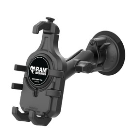RAM MOUNTS Quick-Grip Pro Phone Mount with Twist-Lock Suction Cup and Medium Arm for Vehicle Windshields RAM-B-166-PD5U