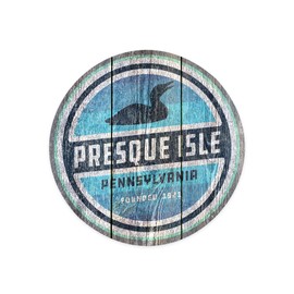Die Cut Sticker Presque Isle, Pennsylvania, Rustic Loon, Contour Vinyl Sticker 3 to 6 inches, (Waterproof Decal for Cars, Water Bottles, Laptops, Coolers), Large