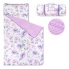 Toddler Nap Mat with Removable Pillow & Soft Minky Blanket,