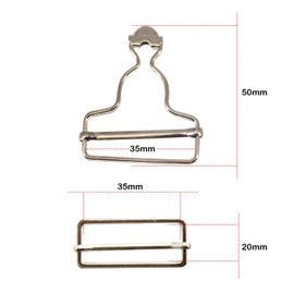 Trimming Shop 35 mm Dungarees Buckles with Rectangular Slider Tri-Glide Buckles & Sewing Buttons for Braces, Children's Overalls, Straps, Overalls, silver
