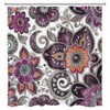 LB Bohemian Paisley Floral Shower Curtain Purple and Black Flower