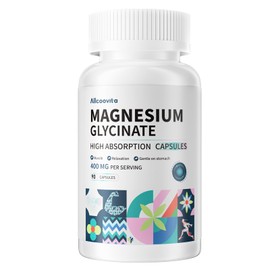 Magnesium Glycinate 400 MG per Serving 100% Chelated for High Absorption, Gentle On Stomach, Non-GMO, 90 Vegetarian Capsules