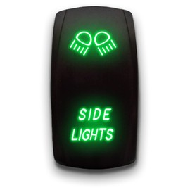 Side Lights - Green - Laser Etched 5-Pin Double Pole Single Throw Side Lights Maintained ON-Off DPST Toggle Switch 20A 12V