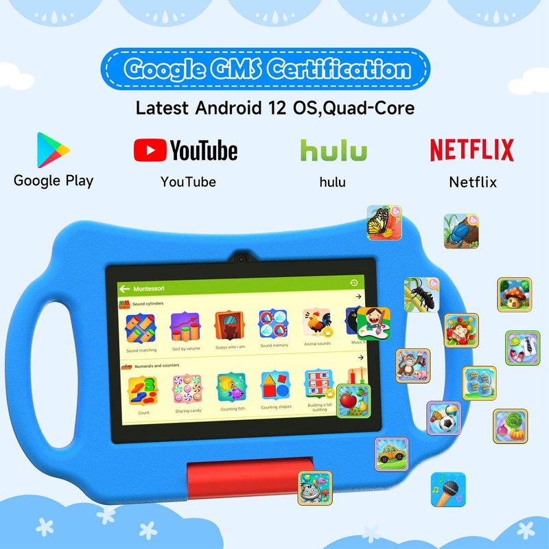 Nyxolaria Kids Tablet 7 inch Android 12.0 for Toddler, 4GB