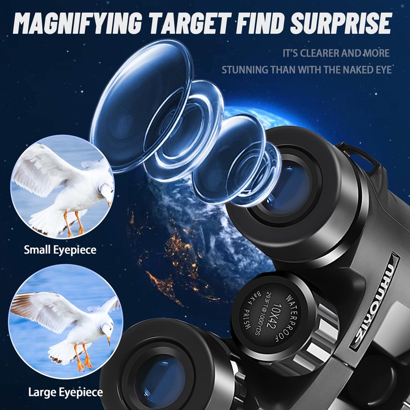 ZIYOUHU 10x42 HD Binoculars for Adults, Fully Multi-coated Binocular with