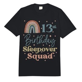 13th Birthday Boho Rainbow Sleepover Squad Pajamas for Girls Comfort Colors Adult Heavyweight T-Shirt