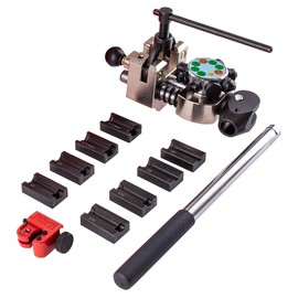 Amerbm Professional Brake Line Flaring Tool, 45 Degree Set, Single Double and Bubble Flares Tool Kit for Steel, Copper Tube