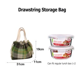 Misichao Lunch Bag for Men or Women, Reusable Cotton Lunch Bento Tote Pouch Small Cute Lunch Bag with Drawstring (Orange)