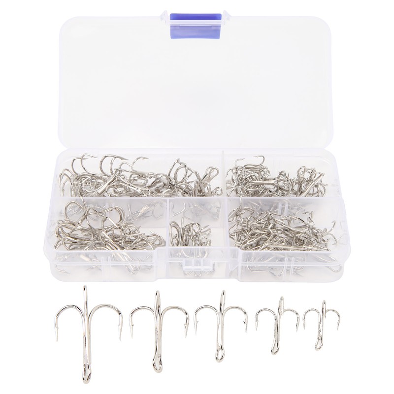 120PCS Treble Fishhooks Set High Carbon Steel High Strength Treble
