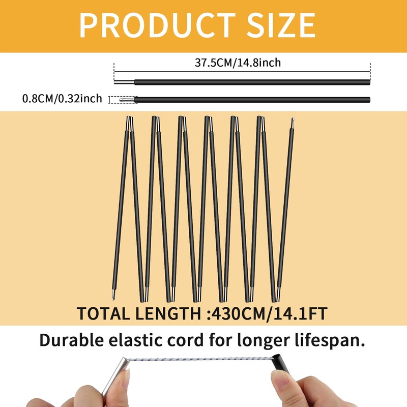 MI CASA Tent Tarp Poles 4.3m Universal 13 Sections Tent