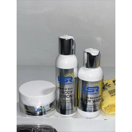 Unbranded New Liquid Sun Rayz Set Body Wash, Lotion, Scrub + Body Towel Exfoliating