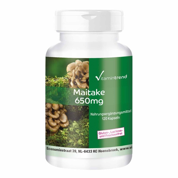 Maitake Powder 650 mg - 120 Capsules, Functional Vital Mushroom, Adaptogen, Vegan Vitamintrend®